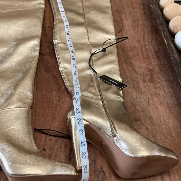BRIAN ATWOOD X EXPRESS Metallic over the Knee Heeled Boots SIZE 7.5