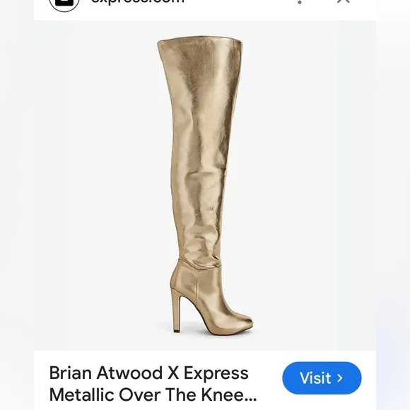 BRIAN ATWOOD X EXPRESS Metallic over the Knee Heeled Boots SIZE 7.5