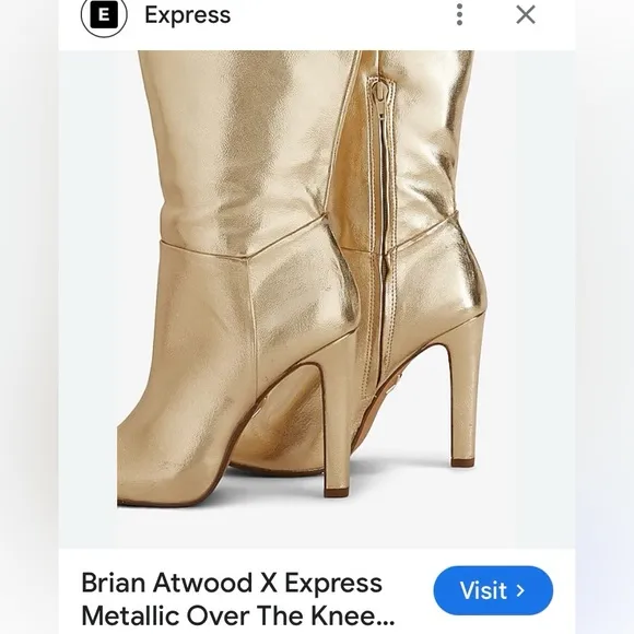 BRIAN ATWOOD X EXPRESS Metallic over the Knee Heeled Boots SIZE 7.5