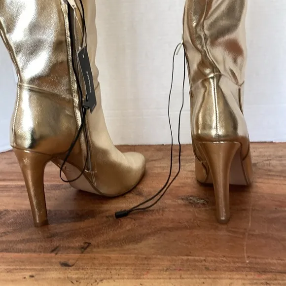 BRIAN ATWOOD X EXPRESS Metallic over the Knee Heeled Boots SIZE 7.5