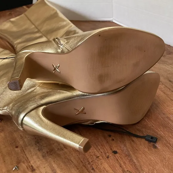 BRIAN ATWOOD X EXPRESS Metallic over the Knee Heeled Boots SIZE 7.5