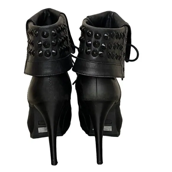 Bronx Renna Gade Studded Black Leather Heeled Boots