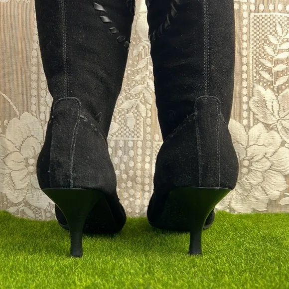 Bronx Vintage Boho Suede Gypsy Moccasins Fringe Tassel Kitten Heel Boots
