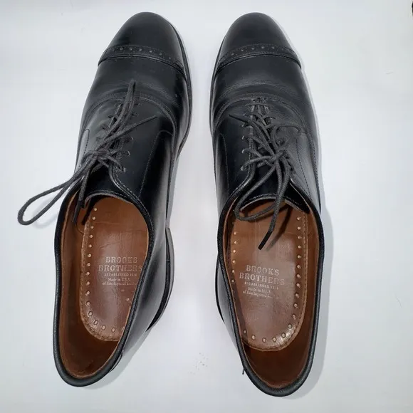 Brooks Brothers 1893 Genuine Leather Size 9.5 D Goodyear Welted Cap Toe Black