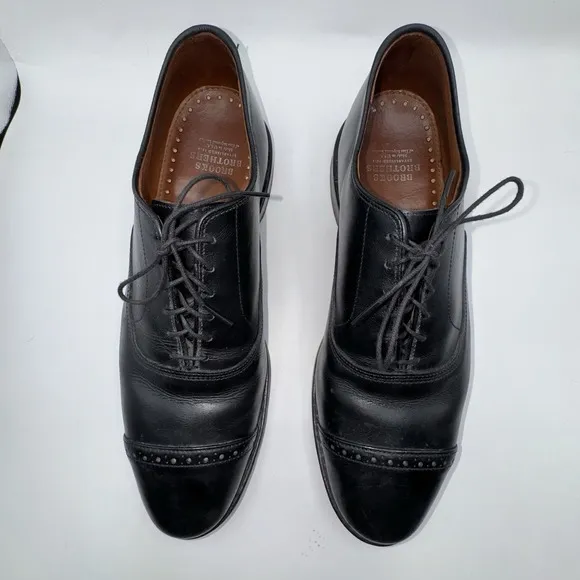 Brooks Brothers 1893 Genuine Leather Size 9.5 D Goodyear Welted Cap Toe Black
