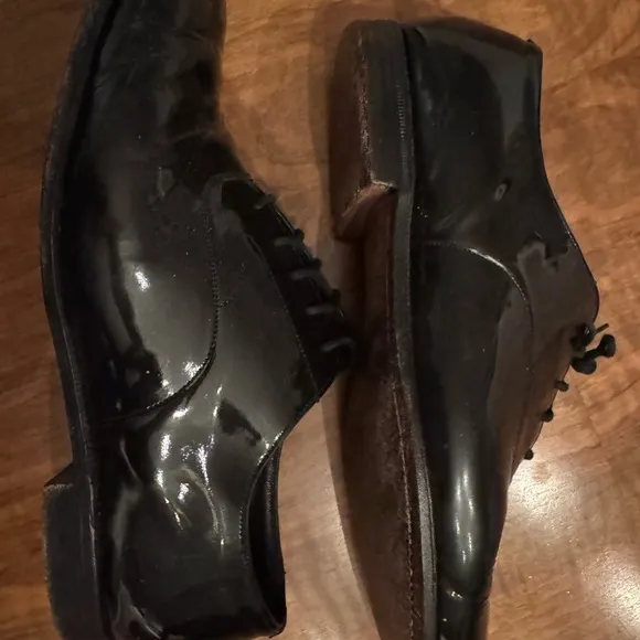 Brooks Brothers Vintage Black Patent Leather Oxford Tuxedo Shoes