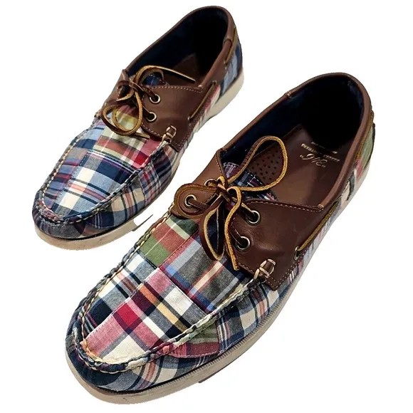 Brooks Brothers&quot;346&quot; ~Men's Size 11.5 D~ Plaid Print Boat Shoes MULTICOLOR.