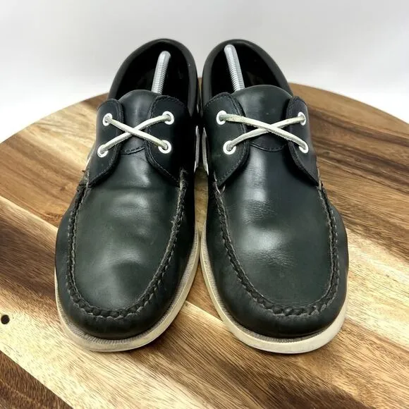 Brooks Brothers Mens 10.5 D Dark Green Genuine Hand Sewn Leather Deck Boat Shoes