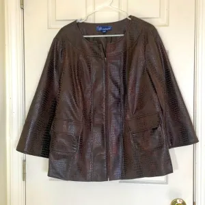 Brown &amp; Black Snakeskin Pattern Zip-Up Jacket Size 1X Plus Size