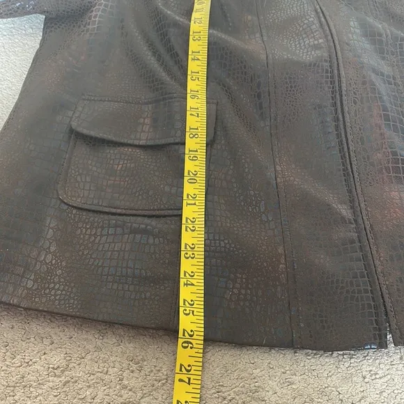 Brown &amp; Black Snakeskin Pattern Zip-Up Jacket Size 1X Plus Size