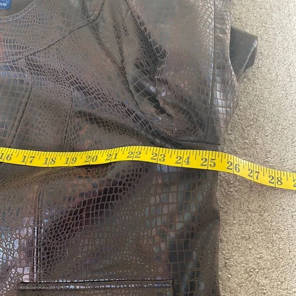 Brown &amp; Black Snakeskin Pattern Zip-Up Jacket Size 1X Plus Size