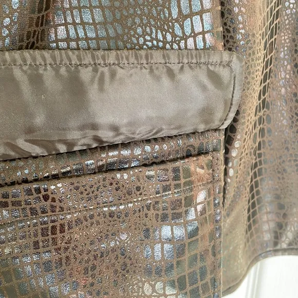 Brown &amp; Black Snakeskin Pattern Zip-Up Jacket Size 1X Plus Size