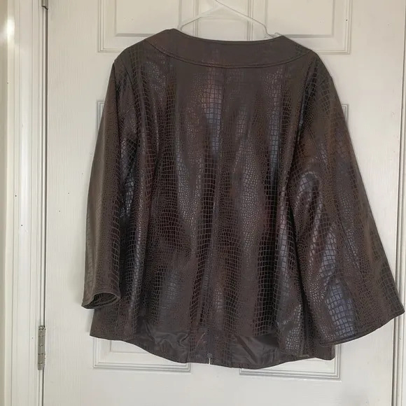 Brown &amp; Black Snakeskin Pattern Zip-Up Jacket Size 1X Plus Size