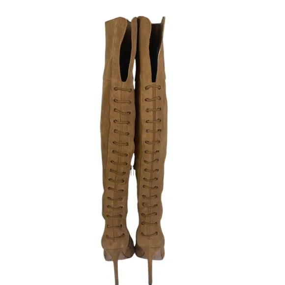 Brown Suede Over-the-Knee Boots 9 Jessica Simpson camel colored heeled