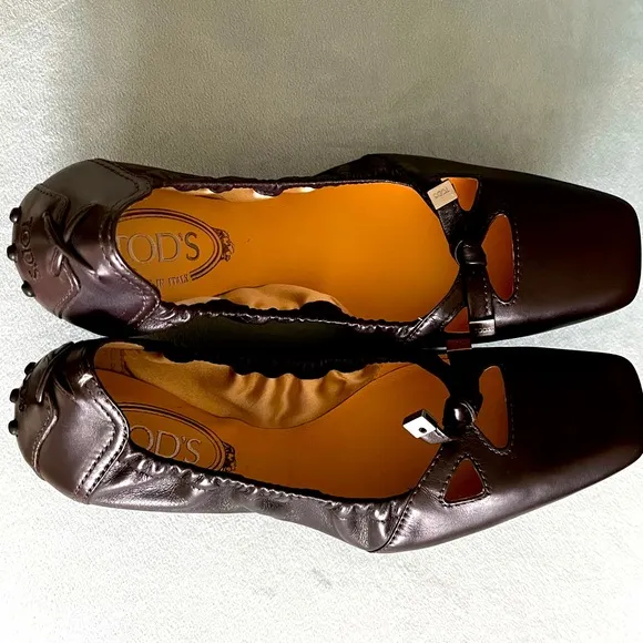 Brown Tod’s Leather Ballerina Flats