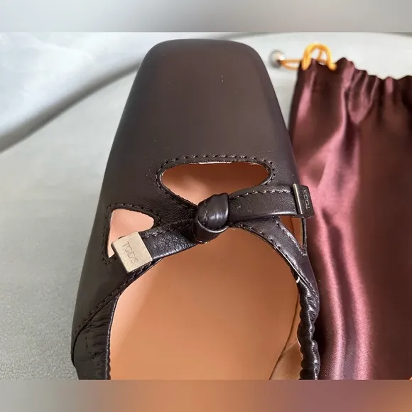 Brown Tod’s Leather Ballerina Flats