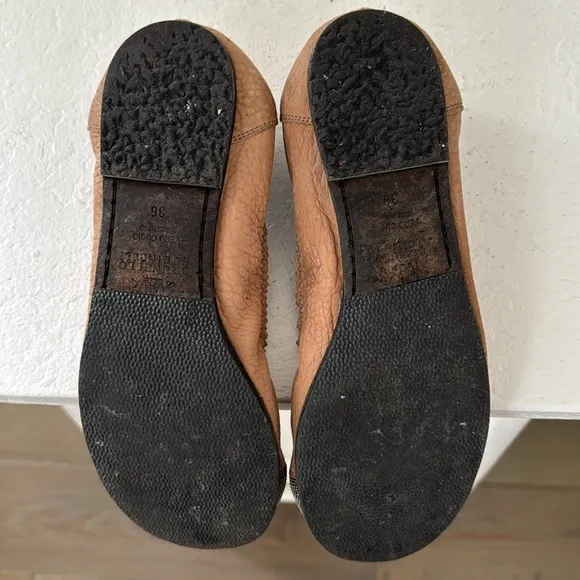 Brunello Cucinelli Leather Ballerina Flats with Silver Meche 36