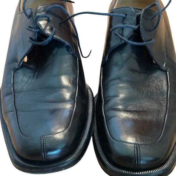 Bruno Magli Bishop Mens Lace Up Black Leather Handmade Shoes. Size 9 M