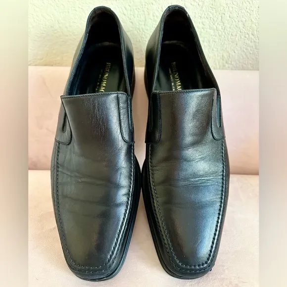 Bruno Magli Men's Raging Slip On Loafer Shoes Polished Leather Black US Size 9.5