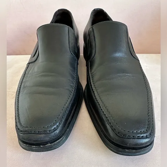 Bruno Magli Men's Raging Slip On Loafer Shoes Polished Leather Black US Size 9.5