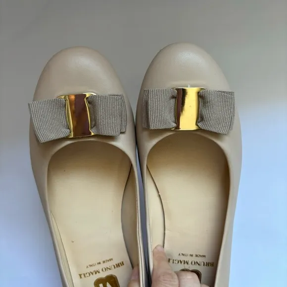 BRUNO MAGLI Mina Bow Leather Ballet Flats Sz 36.5/US6.5