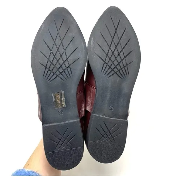 Bueno Burcu leather ruffle flats Merlot
