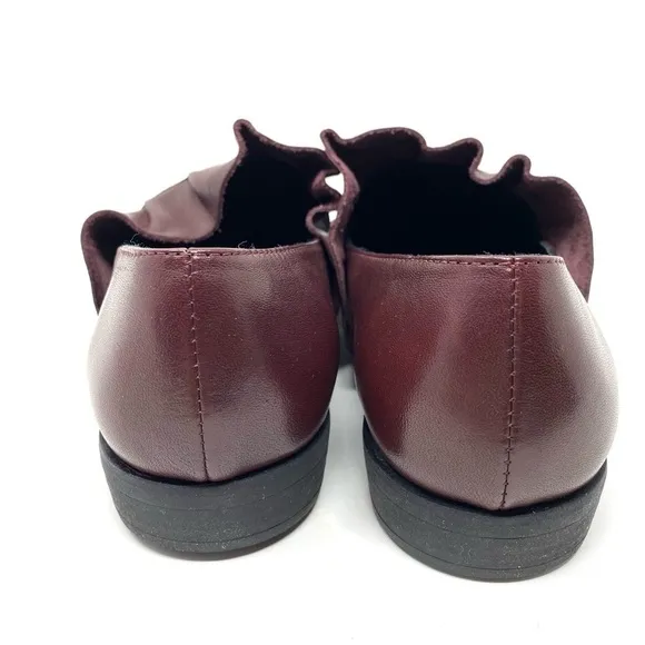 Bueno Burcu leather ruffle flats Merlot
