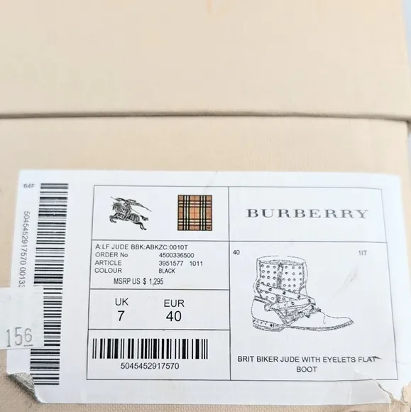 BURBERRY - Flat Boots Moto Brit Biker Jude Size EU 40