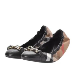 Burberry Heritage House Check Shipley Leather Ballet Flats Womens 36.5 / US 6.5