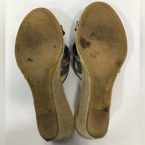 BURBERRY Nova Check espadrille wedge sandals 41 with COA
