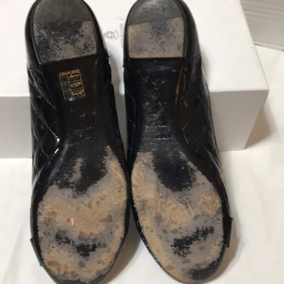 Burberry patent leather buckle flats