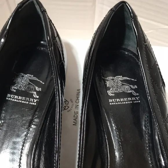 Burberry patent leather buckle flats