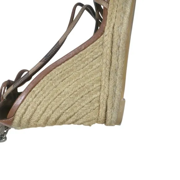 Burberry Tan Check Hearts Espadrille Wedges Sandals Shoes Size 9
