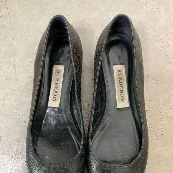 Burberry Perforated Leather Musgrave Flats