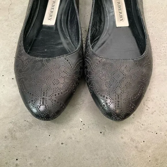 Burberry Perforated Leather Musgrave Flats