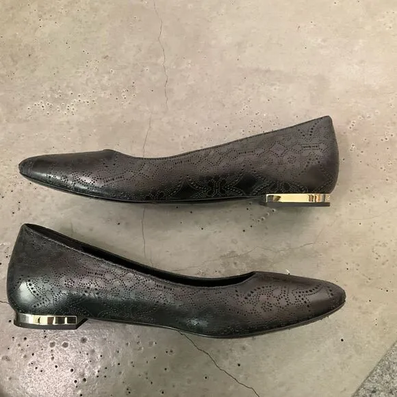 Burberry Perforated Leather Musgrave Flats