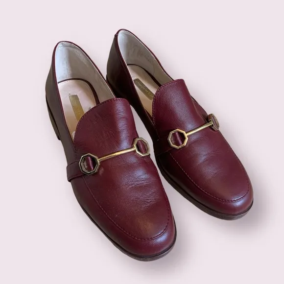 Burgundy leather loafers
