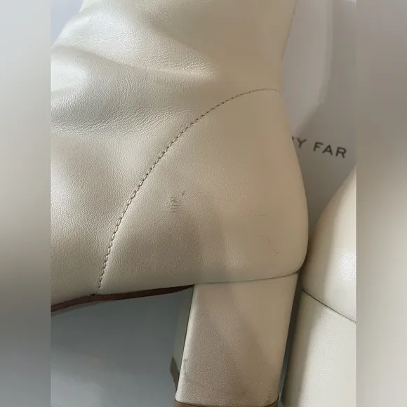 By Far Sofia Boots Off White Heeled Ankle Boot Leather Size 36 Women’s 5.5