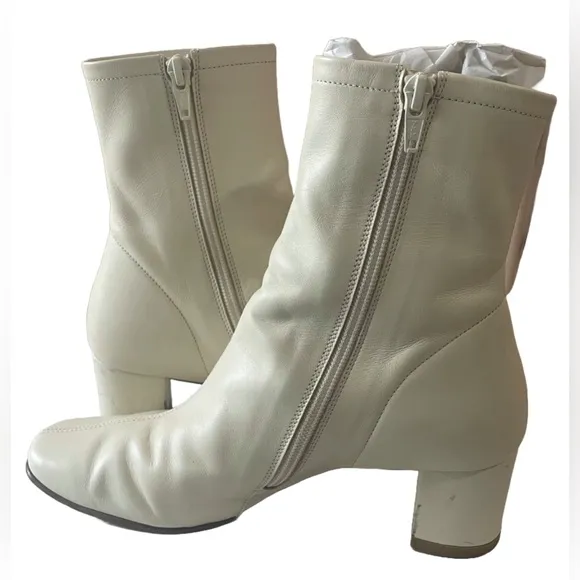 By Far Sofia Boots Off White Heeled Ankle Boot Leather Size 36 Women’s 5.5