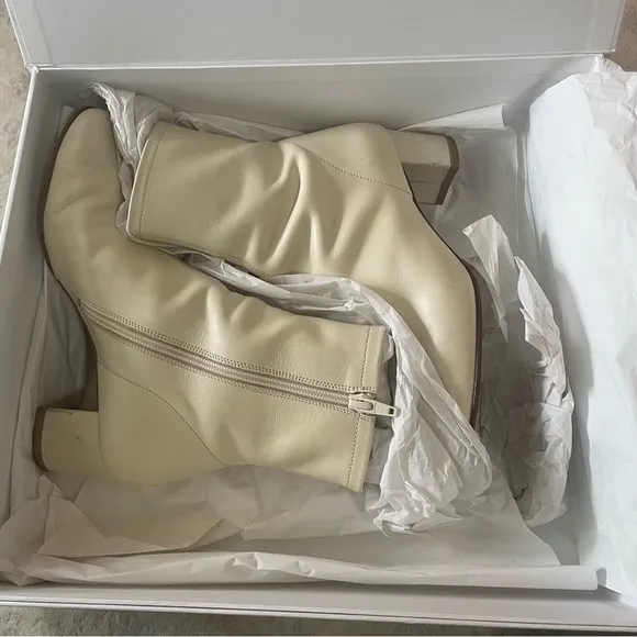 By Far Sofia Boots Off White Heeled Ankle Boot Leather Size 36 Women’s 5.5