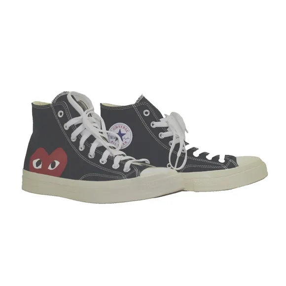 C5 NEW CONVERSE PLAY COMME DES GARCONS Black Canvas Sneaker Shoes Size 11 $125