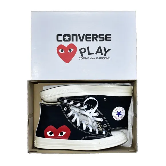 C5 NEW CONVERSE PLAY COMME DES GARCONS Black Canvas Sneaker Shoes Size 11 $125