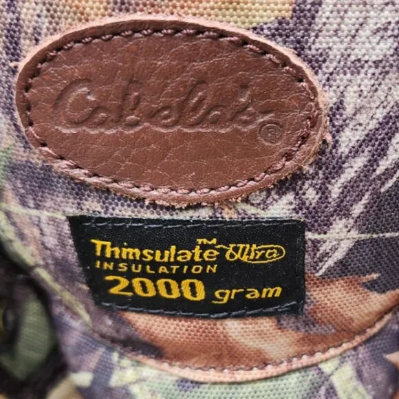Cabela's Camo Hunting Boots 10.5 AquaShield Realtree 2000g Thinsulate 812718