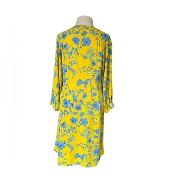 Cabi Lemon Drop Yellow and Blue Floral Sheath Dress