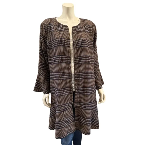 CAbi Tartan Plaid Longline Flounce Jacket