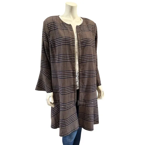 CAbi Tartan Plaid Longline Flounce Jacket