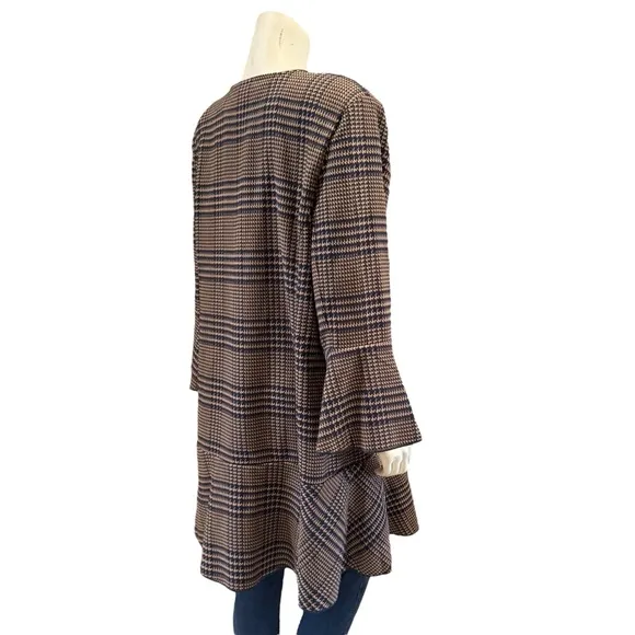 CAbi Tartan Plaid Longline Flounce Jacket