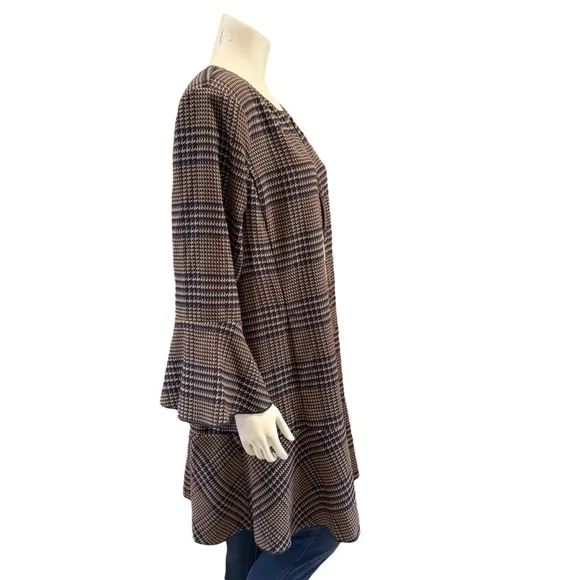 CAbi Tartan Plaid Longline Flounce Jacket
