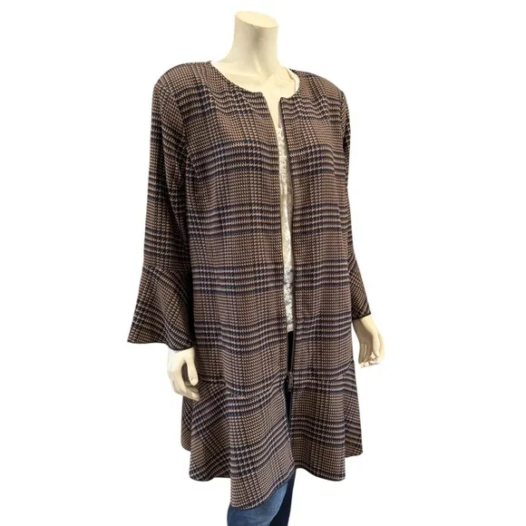 CAbi Tartan Plaid Longline Flounce Jacket