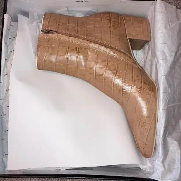 Cafe Croco Print Leather Women’s Boots